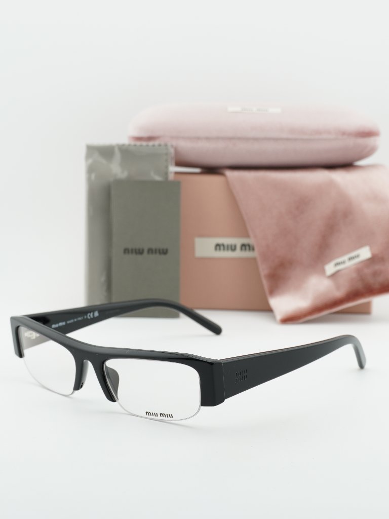 Miu Miu Mub07s 16k08n Rectangle Sunglasses Black / Blue Light Filter